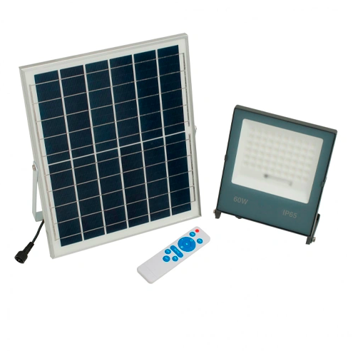 LED Floodlight with solar panel, 60W, 6500K, IP65, 1190Lm